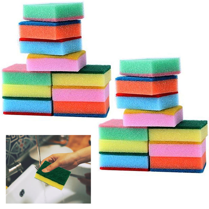 45 Sponge Scouring Pads Kitchen Dishes Cleaner Scour Scrub Cleanning Wholesale !