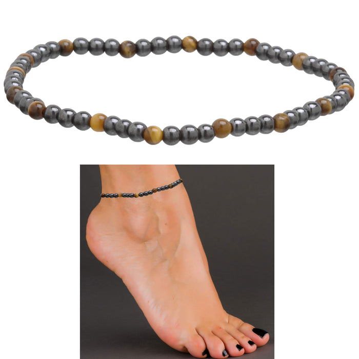 1 Pc Magnetic Tiger Eye Ankle Bracelet Crystal Pain Relief Natural Weightloss