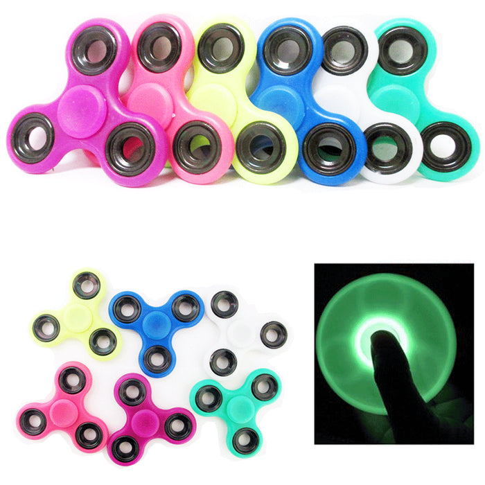1 Glow In Dark Hand Spinner Tri Fidget Focus Tool Desk Toy Stocking Stuffer Kids