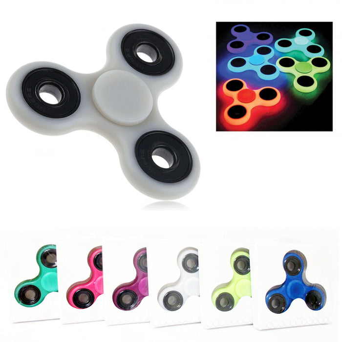 1 Glow In Dark Hand Spinner Tri Fidget Focus Tool Desk Toy Stocking Stuffer Kids