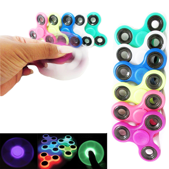 1 Glow In Dark Hand Spinner Tri Fidget Focus Tool Desk Toy Stocking Stuffer Kids