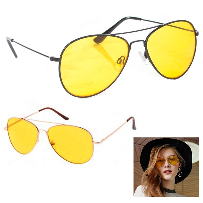 1 Fashion Pilot Polarized Sunglasses Night Driving Glasses Yellow Lens Women Men