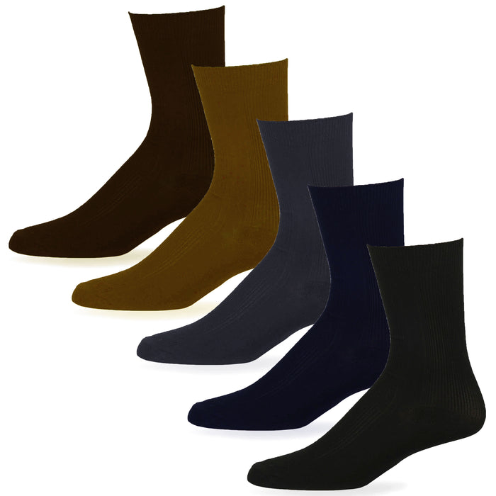 3 Pairs Mens Classic Dress Socks Calf Casual Crew Solid Multicolor Fashion 9-11