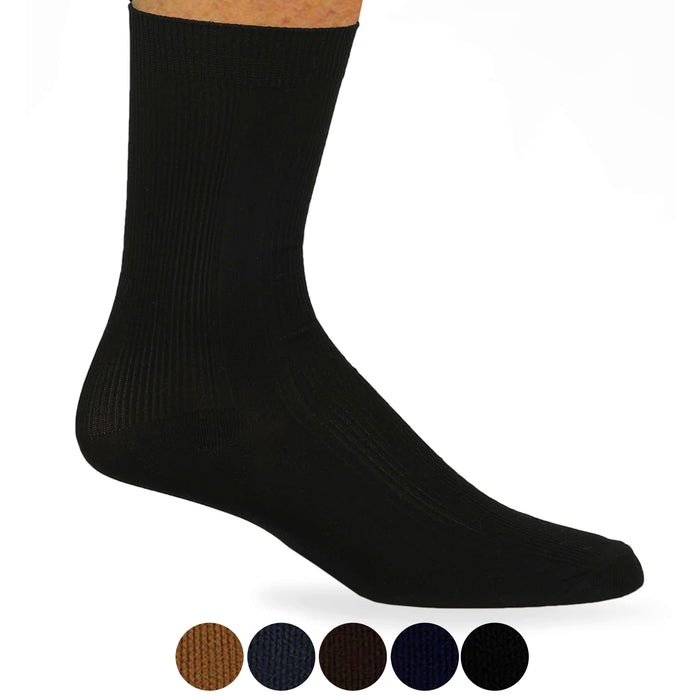 3 Pairs Mens Classic Dress Socks Calf Casual Crew Solid Multicolor Fashion 9-11
