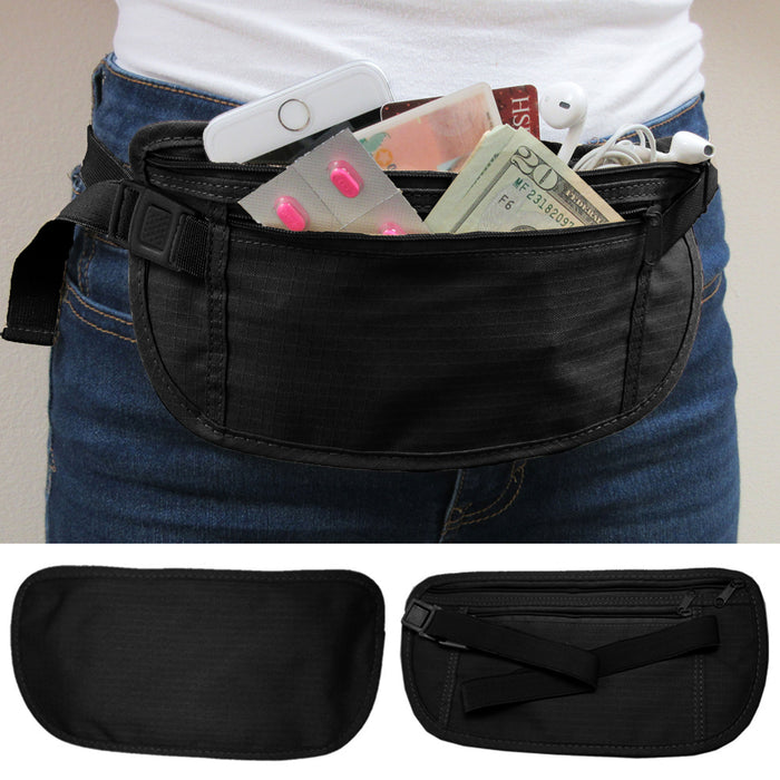 1 Waist Belt Bag Travel Pouch Hidden ID Passport Security Money Compact Black