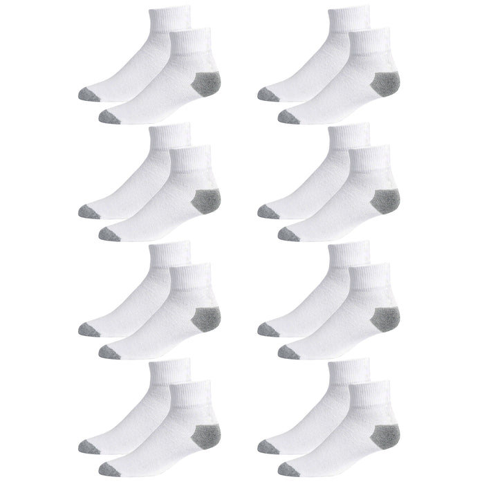 8 Pairs Men's Athletic Socks White Ankle Quarter Comfortable Running Cotton 9-11