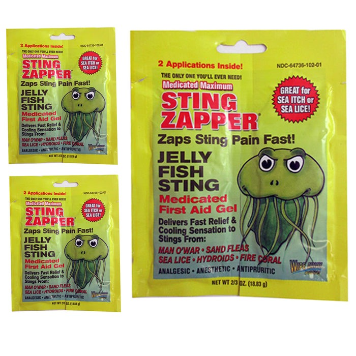 6 PC Sting Zapper Jellyfish Sea Life First Aid Medicated Gel Wipe Fast Relief