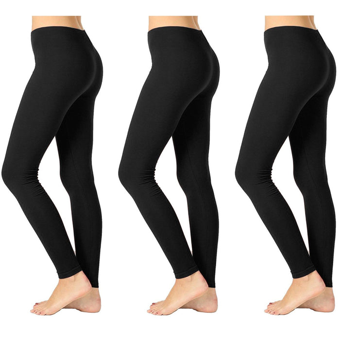 3 Women Workout Ankle Leggings Women Buttery Soft Yoga Walk Pants Black Stretch