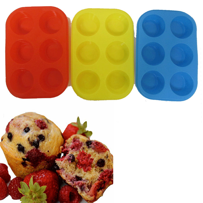 2 PC Silicone Muffin Pan 6 Cup Cupcake Baking Pan Non Stick Tray Food Grade Mold