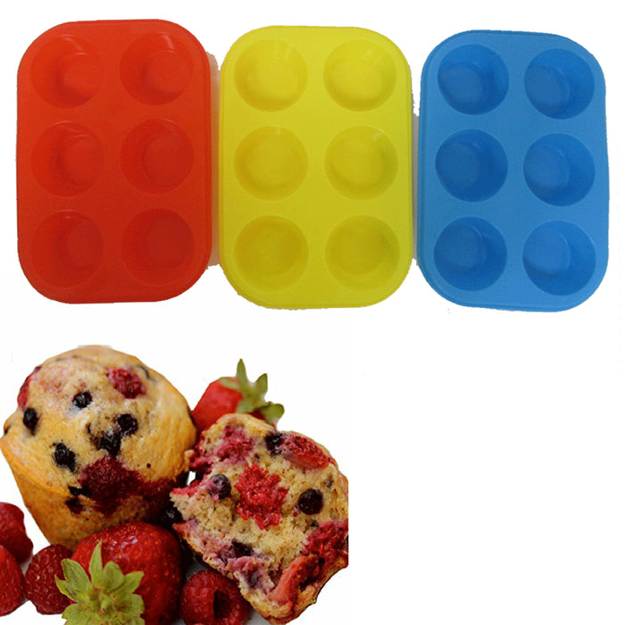 6 Cup Round Silicone Cookie Muffin Baking Mold Handmade Soap Moulds Biscuit Pan