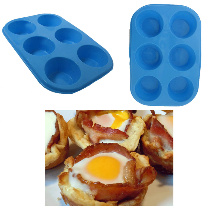 2 PC Silicone Muffin Pan 6 Cup Cupcake Baking Pan Non Stick Tray Food Grade Mold