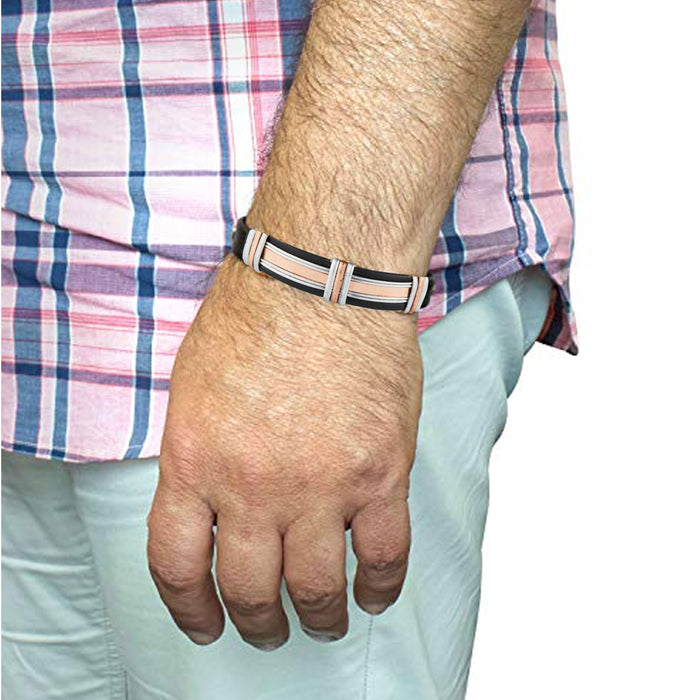 2 X Copper Magnetic Leatherette Bracelet Cuff Arthritis Therapy Energy Men Women