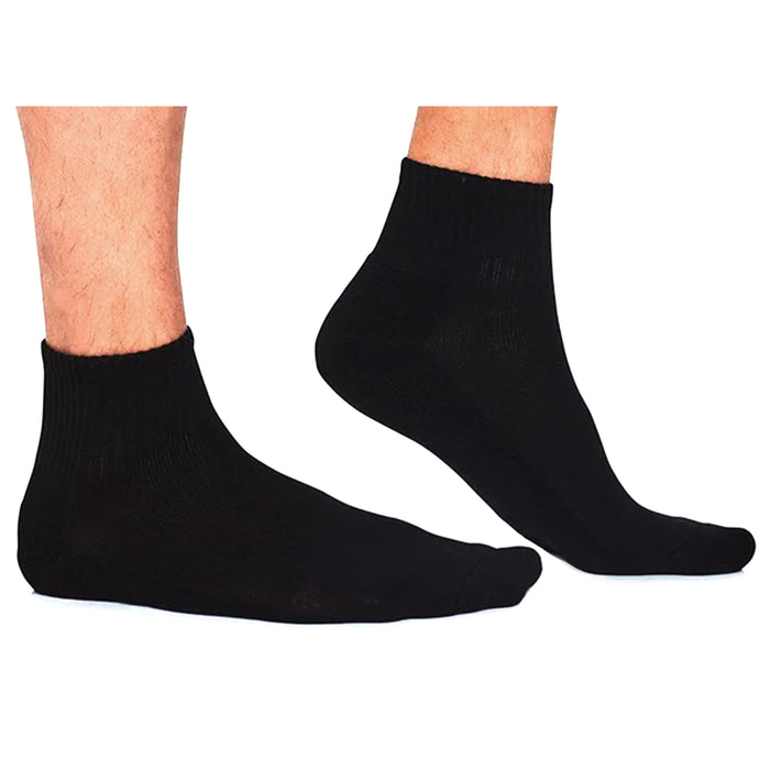 4 Pairs Men's Black Athletic Ankle Quarter Crew Sports Socks Cotton Running 9-11