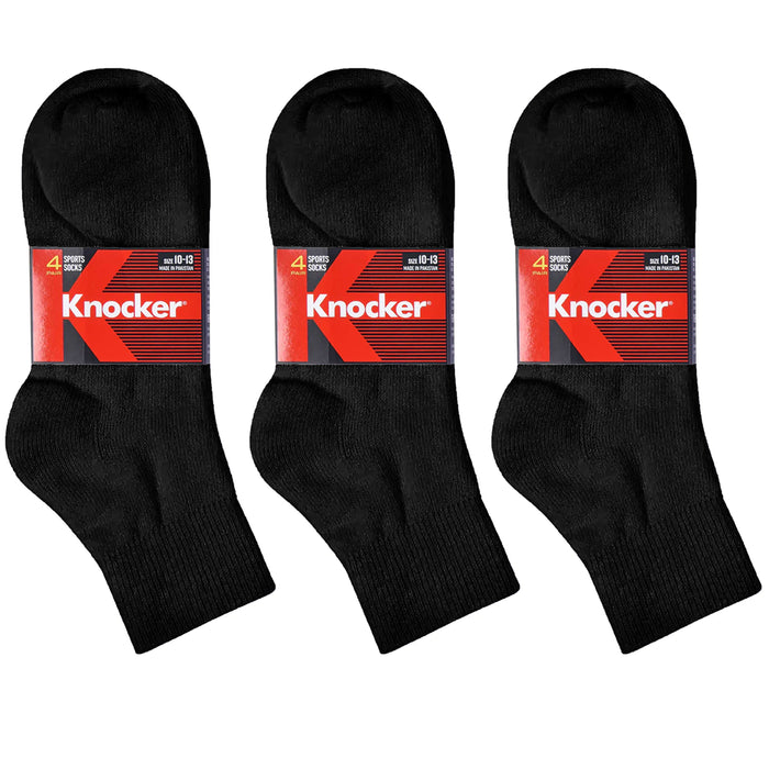 12 Pairs Men Cotton Sports Socks Athletic Ankle Quarter Low Cut Crew Black 10-13