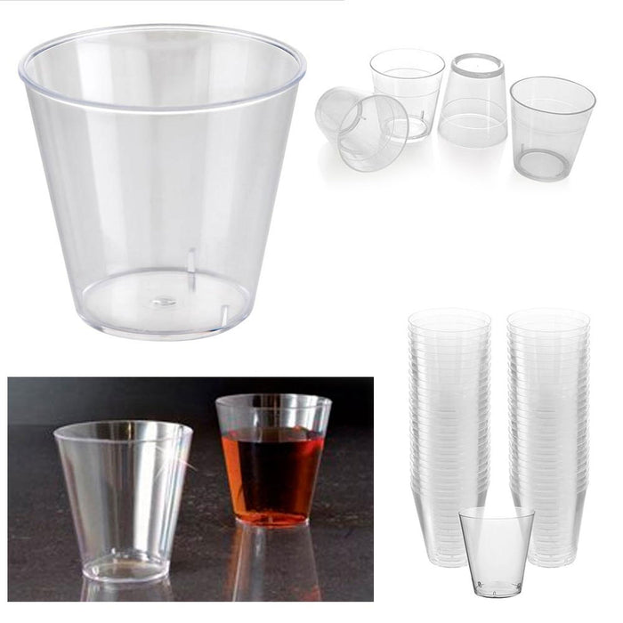 200 Clear Shot Glasses 2 oz Hard Plastic Disposable Cups Wine Party Catering Bar