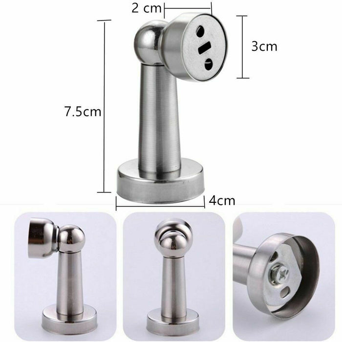 4 Magnetic Door Stoppers Stainless Steel Wall Floor Mount Door Holder Heavy Duty