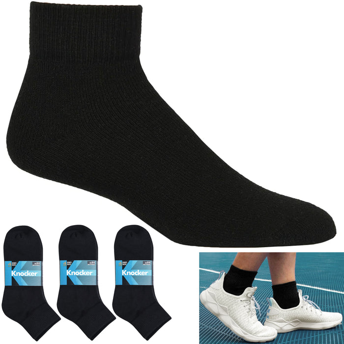 12 Pairs Mens Sports Socks Running Athletic Ankle Quarter Cotton Crew Black 9-11