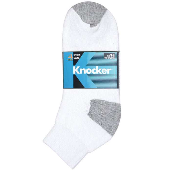 4 Pairs Mens Running Sports Socks Cushion Ankle Quarter Performance White 9-11