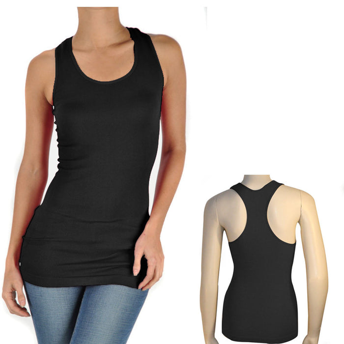 3 PC Tank Top Womens Sleeveless Yoga Gym Shirt Ribbed Racer Back Workout Black