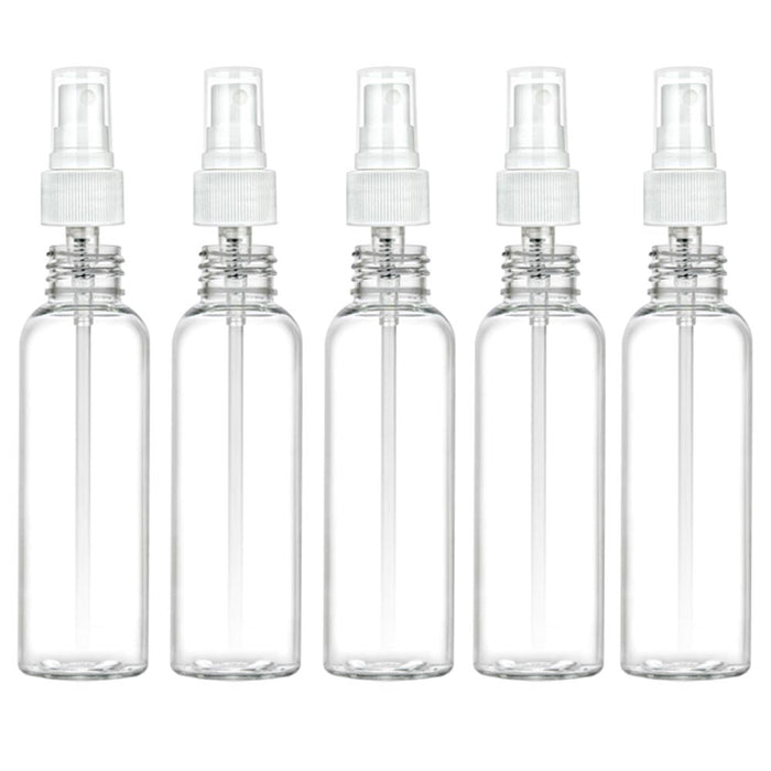 5 Clear Plastic 2 OZ PET Empty Spray Bottles Refill Mist Pump Travel TSA Reuse