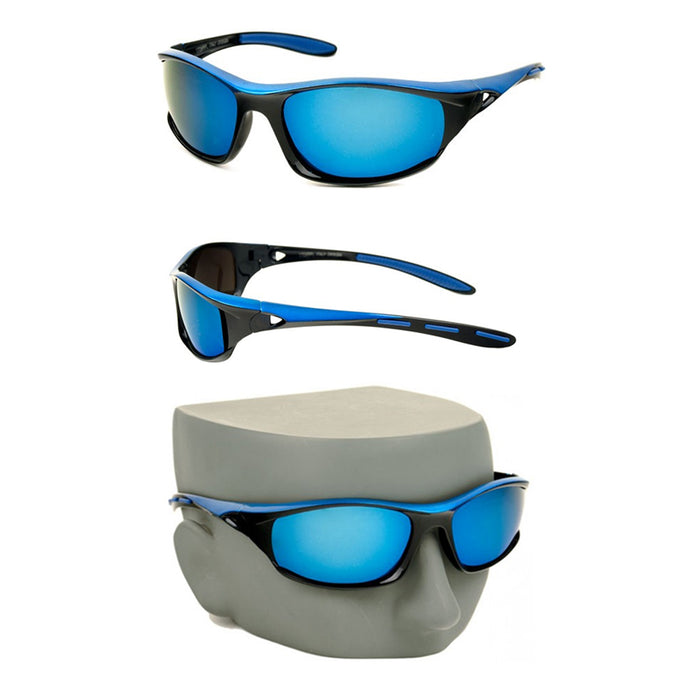 2 Sport Wrap Sunglasses Mens Fishing Golfing Glasses Mirror Lens UV400 Sun Shade