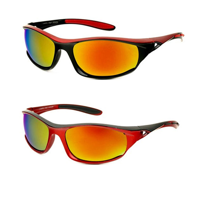 2 Sport Wrap Sunglasses Mens Fishing Golfing Glasses Mirror Lens UV400 Sun Shade