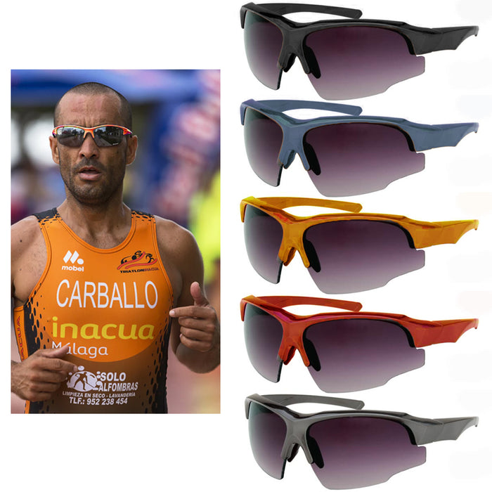 2 Men's Half Rim Sport Wrap Sunglasses Running Cycling Glasses UV400 Sun Shades