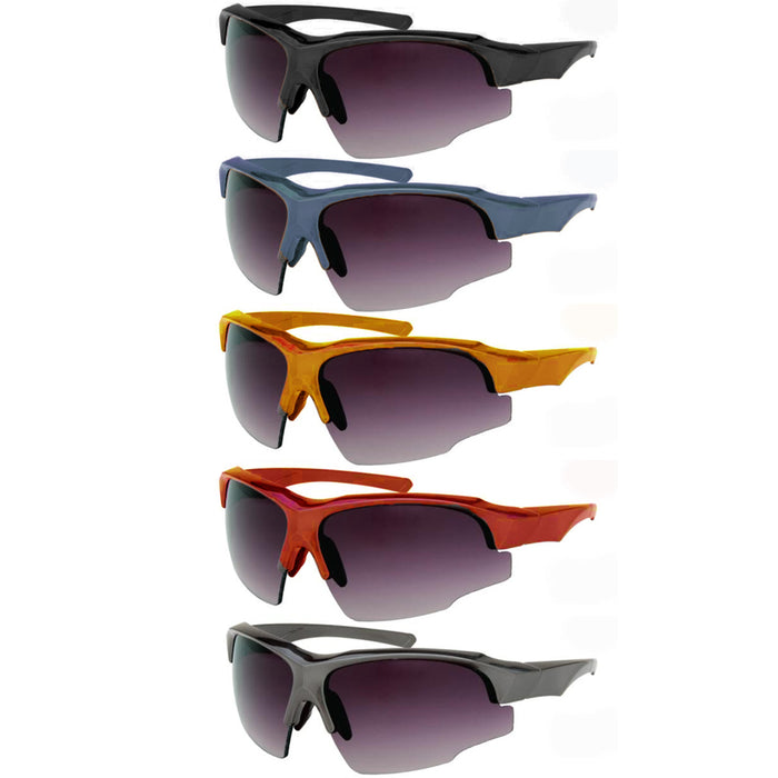 2 Mens Half Rim Sport Wrap Sunglasses Running Cycling Glasses UV400 Sun Shades