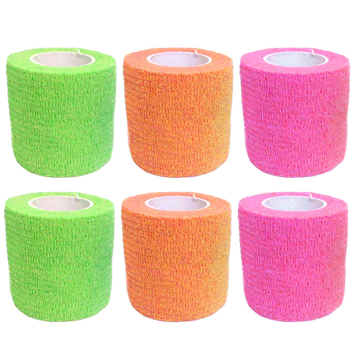 6 Self Adhesive Sports Wrap Bandage Gauze Elastic Adherent Tape First Aid Kit