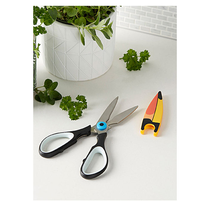 1 Kikkerland Toucan Bird Kitchen Shears Scissors Magnetic Cover Steel Blades