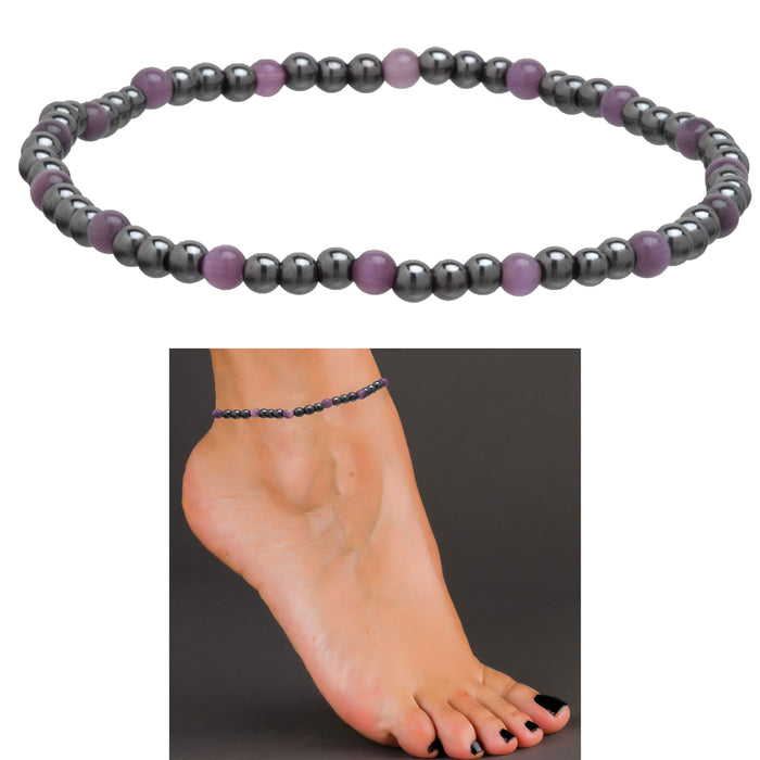 1 Magnetic Therapy Amethyst Anklet Natural Pain Swelling Relief Ankles Bracelet
