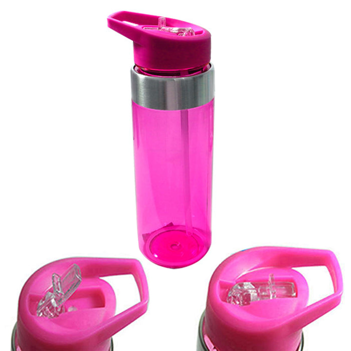 2 pc 24oz Sports Water Bottle 700ml Wide Mouth Straw Travel Gym