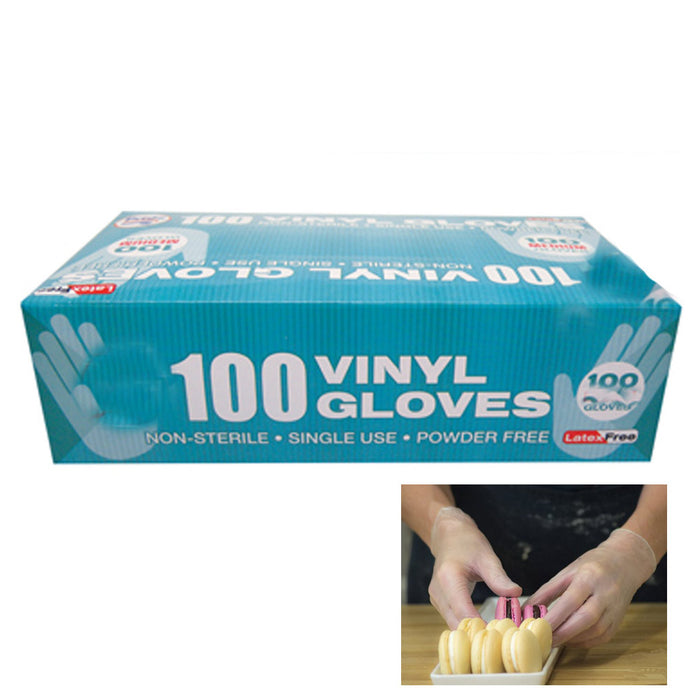 100 Vinyl Disposable Gloves Powder Free Non Latex Food Grade Cleaning Large New
