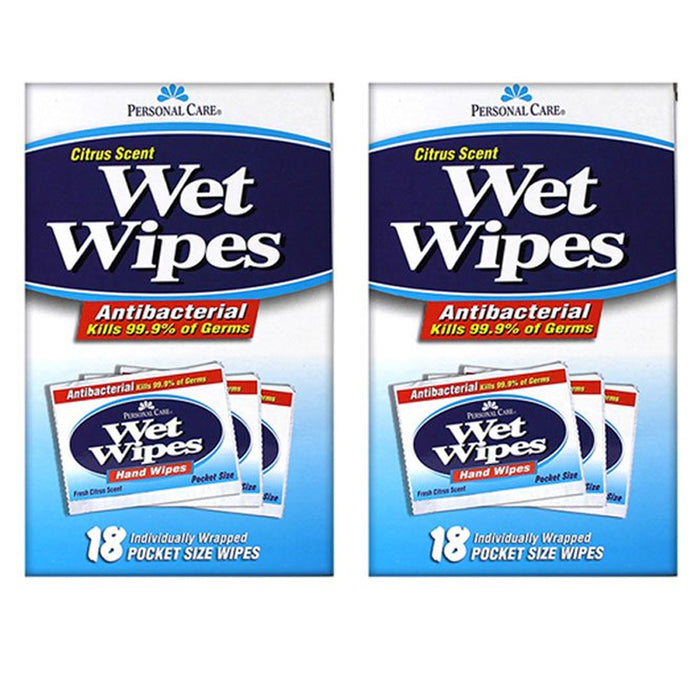 36 Ct Moist Towelettes Wet Nap Wipe Individually Wrapped Hand Towel Citrus Scent