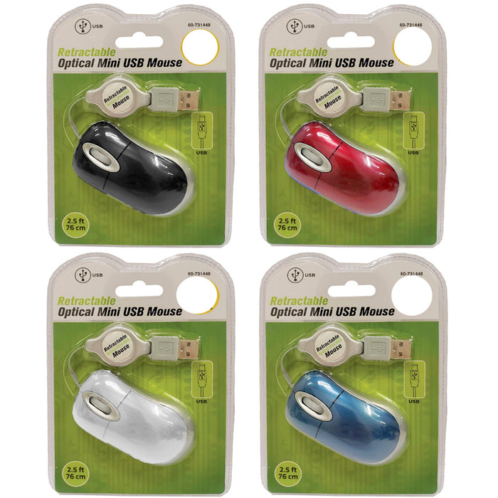 1 Mini Retractable USB Mouse Optical Scroll Wheel PC Computer Laptop Notebook !