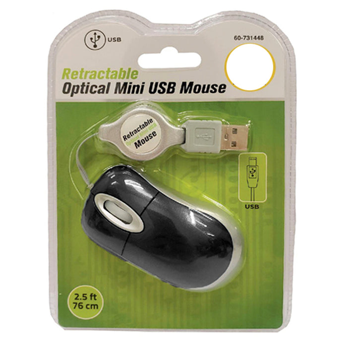1 Mini Retractable USB Mouse Optical Scroll Wheel PC Computer Laptop Notebook !