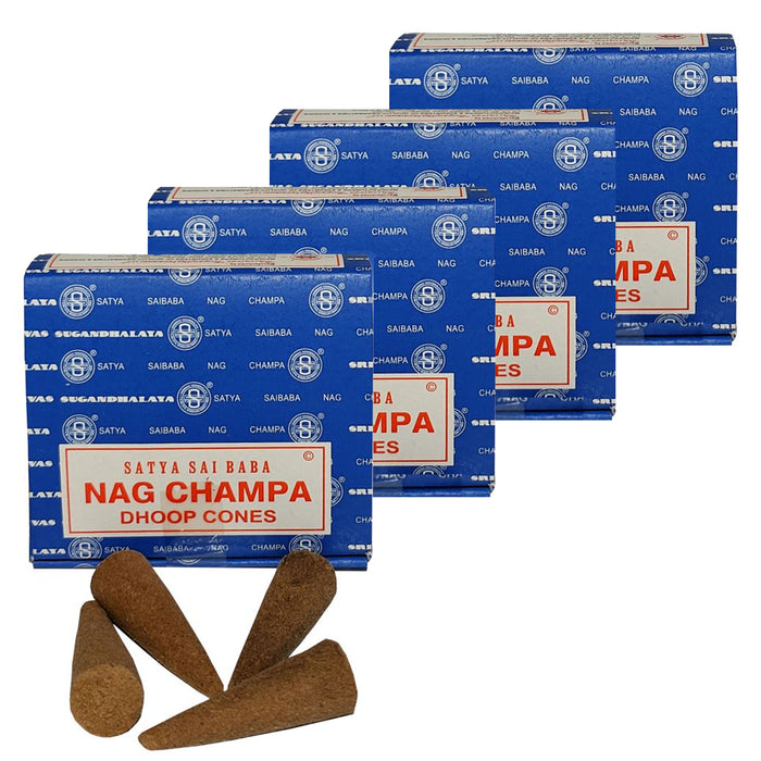 48 Nag Champa Incense Cones Original Scent Backflow Smoke Tower Meditation Yoga