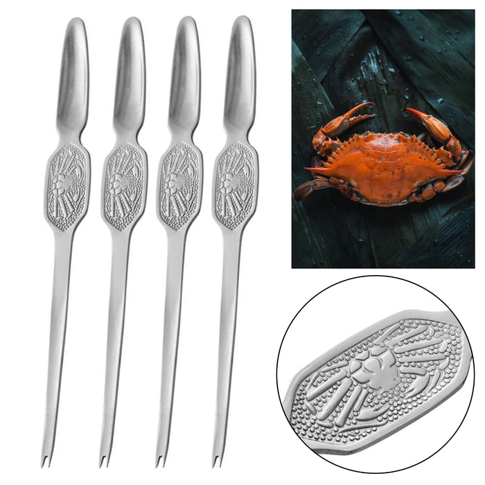 8 X Lobster Seafood Crab Shellfish Forks Pick Scoop Spoon Oyster Stainless Steel