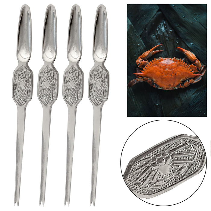 4 Pc Seafood Shellfish Forks Picks Stainless Steel Lobster Crab Clam Shell Tool