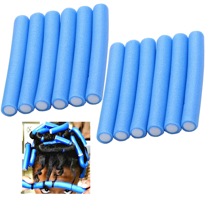 12 Hair Rollers Perm Rods Flexi Curlers Soft Foam Bend Curls Tool Salon Styling