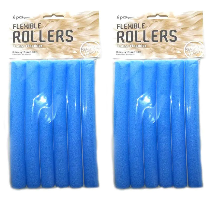 12 Hair Rollers Perm Rods Flexi Curlers Soft Foam Bend Curls Tool Salon Styling