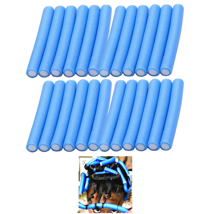 24 Hair Rollers Perm Rods Flexi Curlers Soft Foam Bend Curls Tool Salon Styling