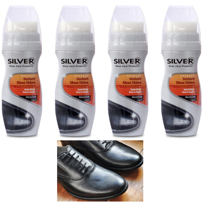 4 Pc Black Instant Boot Shoe Polish Shine Liquid Leather Cream Wax 75ml 2.5oz