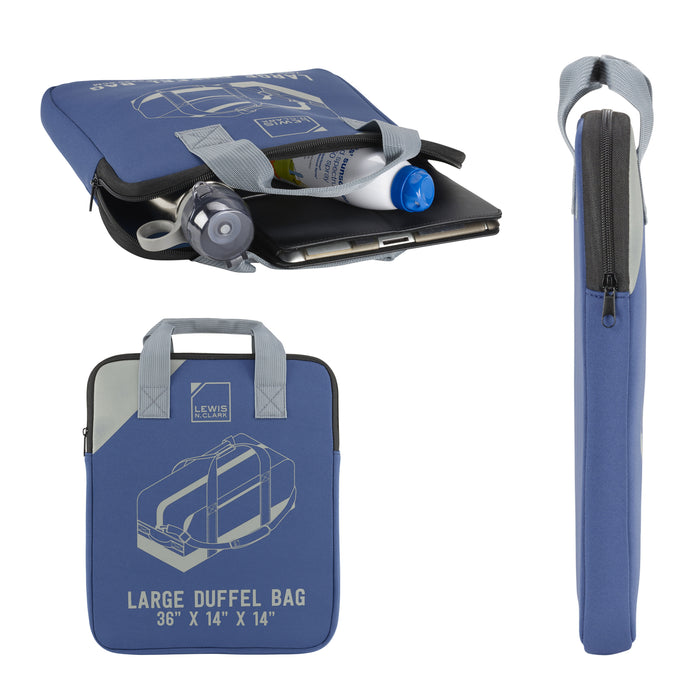 36" Blue Duffel Bag Heavy Duty Neoprene Waterproof Luggage Gym Suitcase Medium