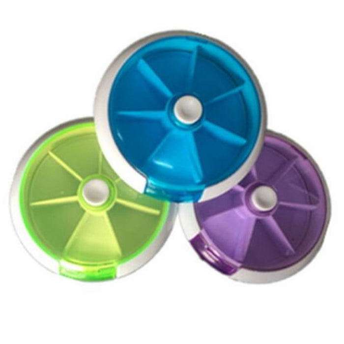 2 Portable 7 Day Round Medicine Pill Vitamin Box Case Storage Dispense Organizer