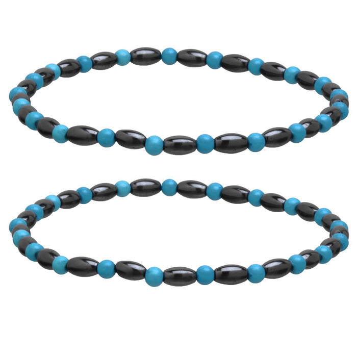 2 Magnetic Crystal Bead Ankle Bracelet Anklets Turquoise Healing Energy Natural