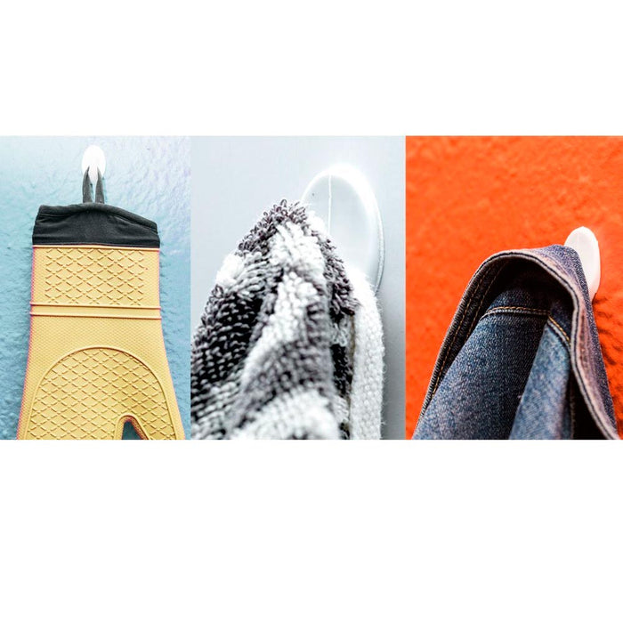 6 Removable Hooks Wall Mount Strong Adhesive Door Holder Sticky Kitchen House !