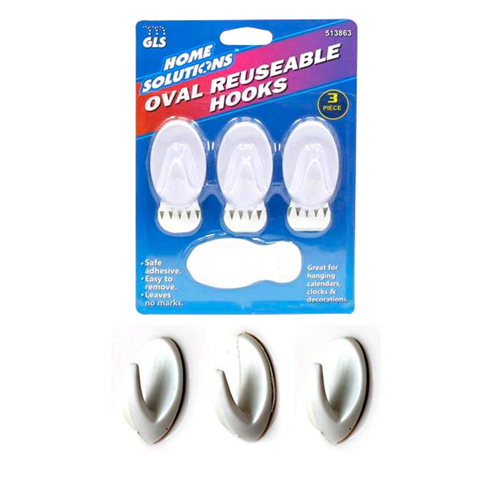 6 Removable Hooks Wall Mount Strong Adhesive Door Holder Sticky Kitchen House !