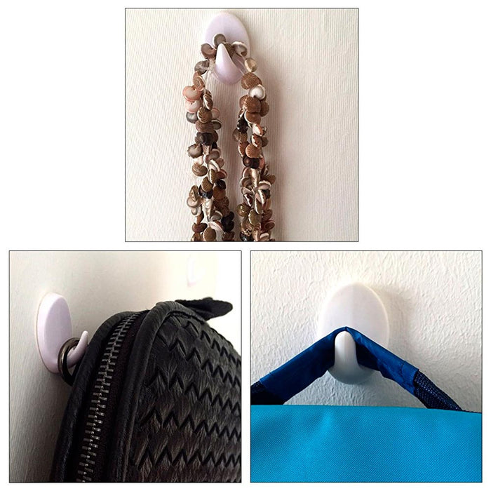 6 Removable Hooks Wall Mount Strong Adhesive Door Holder Sticky Kitchen House !