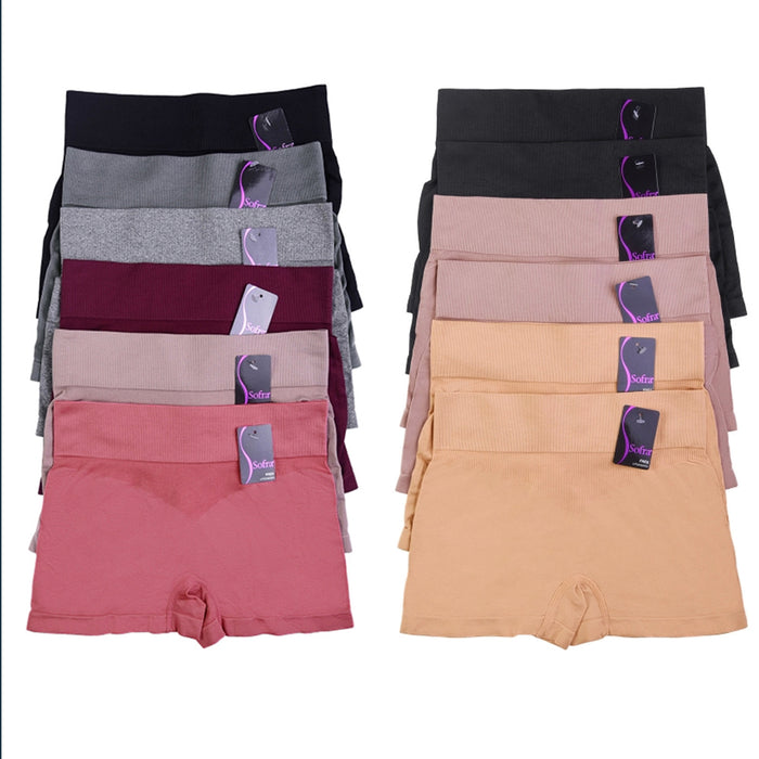 6Pk Seamless Boyshorts High Waist Womens Underwear Panties Boxer Briefs One Size